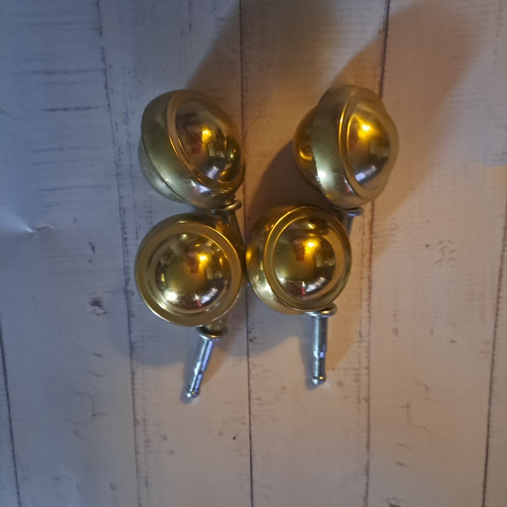 Vtg Shepard Swivel Caster Wheels 4 @ 2-1/2"  DIA Bright Brass